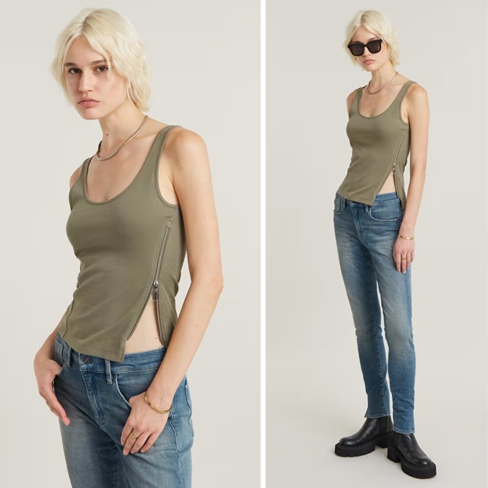 NWT G-STAR Asymmetrical Zip Top XS Shamrock